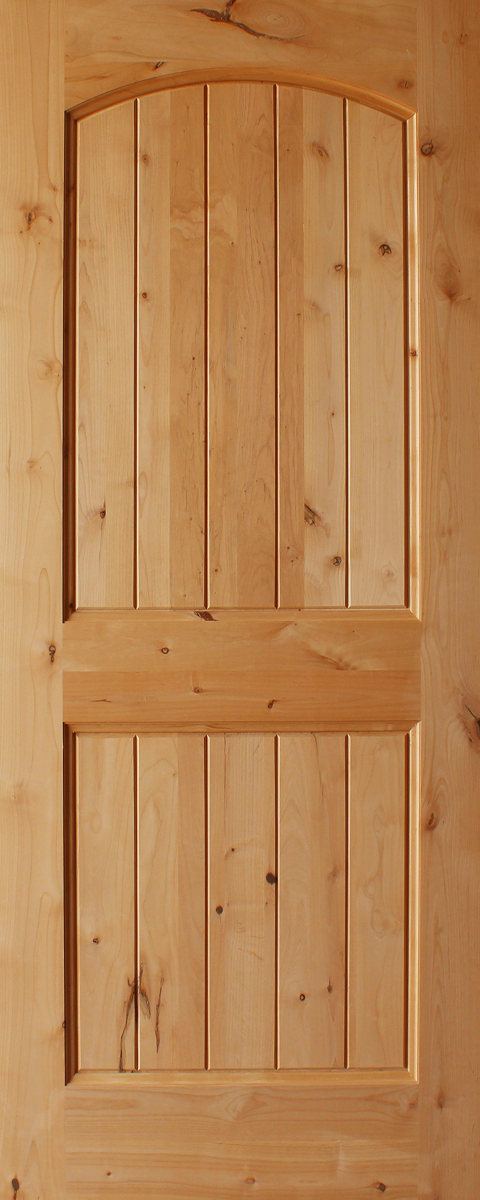 Knotty Alder 2 Panel Plank Top Rail Arch 1 3 4 Thick Interior Door Pre Finish